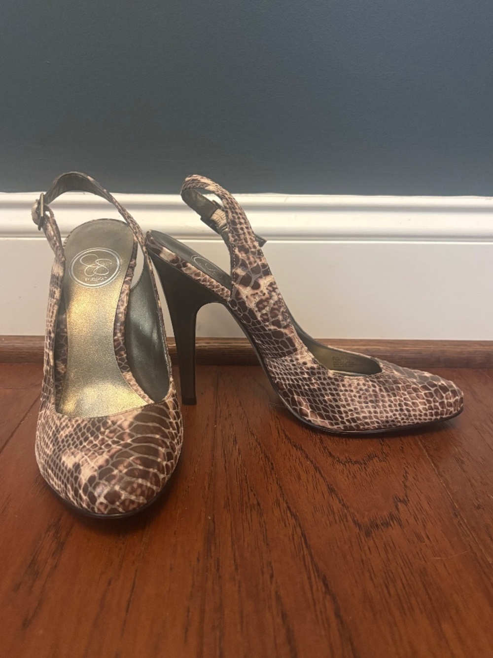 Jessica Simpson Snakeskin Slingback Heels